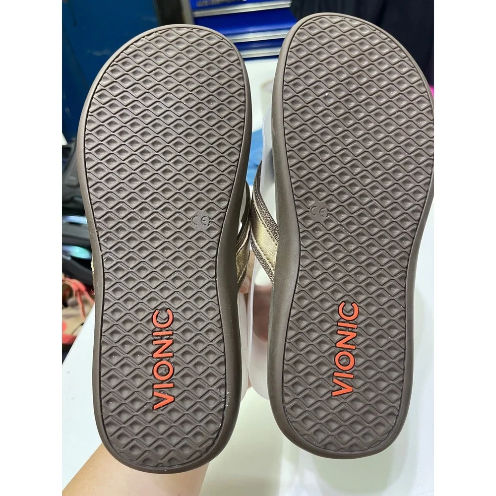 Vionic Tide Bronze Brown Orthotic Flip Flops Womens Size 9 Sandals 04-2021